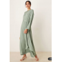 ASOS DESIGN satin long sleeved tie detail maxi dress in sage