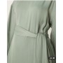 ASOS DESIGN satin long sleeved tie detail maxi dress in sage