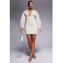 ASOS DESIGN cocoon sleeve mini dress with central trim detail in stone in scuba-style fabric