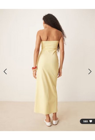 ASOS DESIGN twist bandeau midi dress in buttermilk