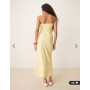 ASOS DESIGN twist bandeau midi dress in buttermilk