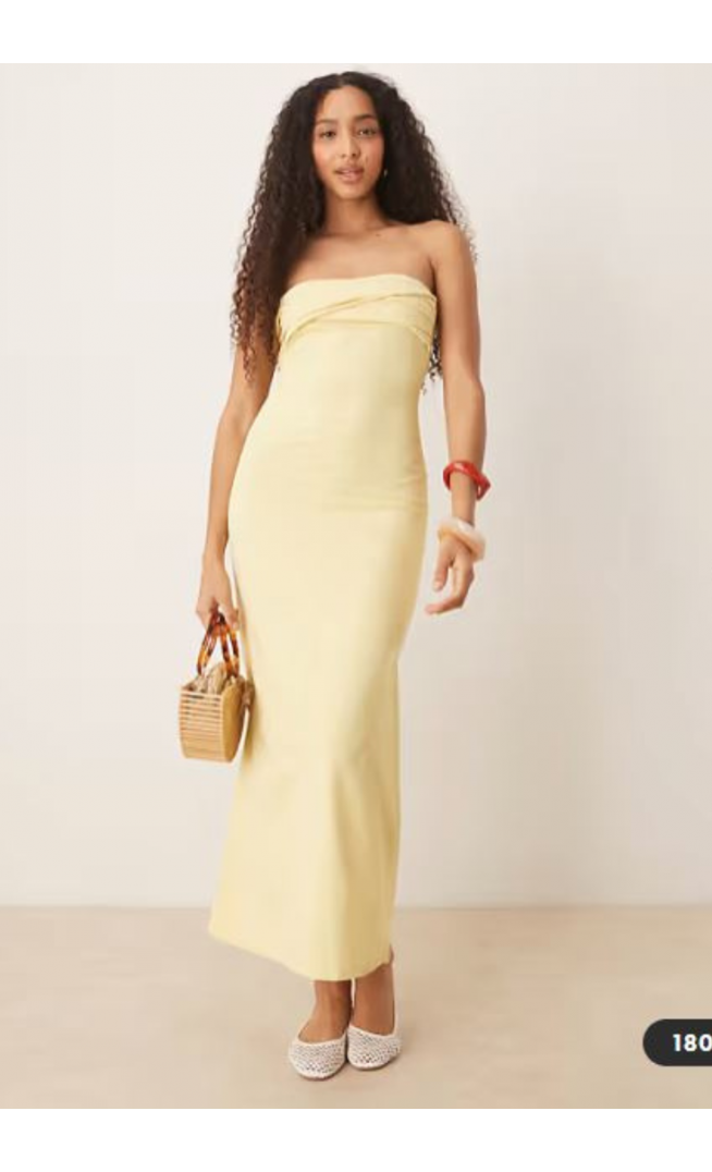 ASOS DESIGN twist bandeau midi dress in buttermilk