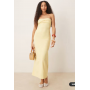 ASOS DESIGN twist bandeau midi dress in buttermilk