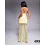 ASOS DESIGN high neck peplum maxi dress with bodice and sheer skirt in lemon