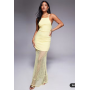 ASOS DESIGN high neck peplum maxi dress with bodice and sheer skirt in lemon