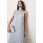 Vila halterneck maxi dress with tie neck in pastel blue
