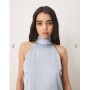Vila halterneck maxi dress with tie neck in pastel blue