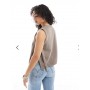 ASOS DESIGN crew neck knit tabard vest with tie sides in mocha