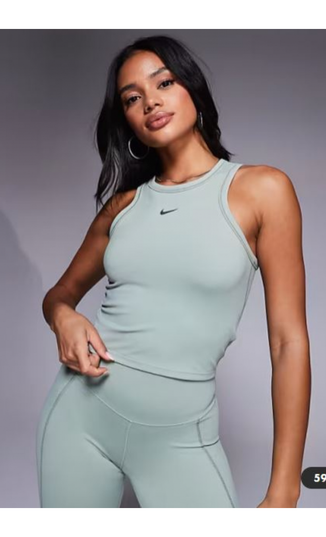 Nike One Training Dri-FIT Gym Life Swoosh fitted cropped vest in khaki