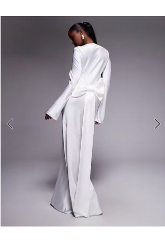 Daska satin maxi dress with exaggerated bow back in ivory
