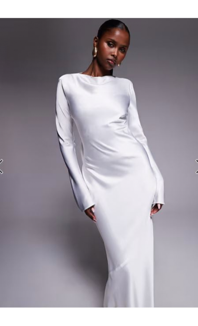 Daska satin maxi dress with exaggerated bow back in ivory