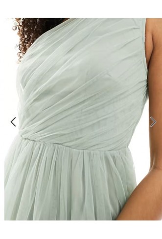 Anaya Bridesmaid tulle one shoulder maxi dress in sage green