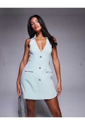 ASOS LUXE tailored structured mini dress with bow back detail in mint