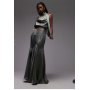 ASOS DESIGN satin panel bias maxi skirt in khaki