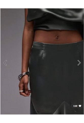 ASOS DESIGN satin panel bias maxi skirt in khaki