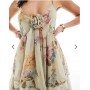 Miss Selfridge Petite race day chiffon tiered maxi dress in green floral print