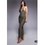 ASOS DESIGN drape waist blue shimmer plisse maxi dress in khaki