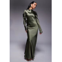 Daska satin maxi dress with exaggerated bow back in khaki