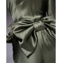 Daska satin maxi dress with exaggerated bow back in khaki