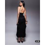 ASOS DESIGN lace plunge ruffle maxi dress in black