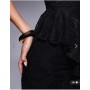 ASOS DESIGN lace plunge ruffle maxi dress in black