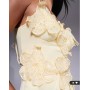 ASOS DESIGN mesh embellished flower mini dress with skinny ties in buttermilk