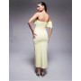 ASOS DESIGN bandeau with frill details midi dress in yellow in scuba-style fabric