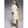 ASOS DESIGN bandeau with frill details midi dress in yellow in scuba-style fabric