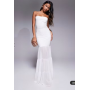 Kaiia exclusive double layered slinky mesh hem maxi dress in cream