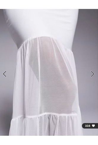 Kaiia exclusive double layered slinky mesh hem maxi dress in cream