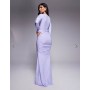 ASOS DESIGN mesh extreme ruched long sleeved maxi dress in lilac