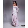 ASOS DESIGN stretch chiffon long sleeve bardot maxi dress with ruffle hem in floral print