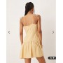 ASOS DESIGN crinkle cami mini dress with tie straps in sand