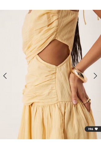 ASOS DESIGN crinkle cami mini dress with tie straps in sand