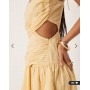 ASOS DESIGN crinkle cami mini dress with tie straps in sand