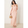 Pretty Lavish chiffon corsage ruffle maxi dress in pink ditsy floral