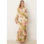 ASOS DESIGN assymetric ruffle hem bias maxi dress in bold floral print