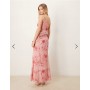 ASOS DESIGN one shoulder draped maxi dress in pink floral print