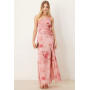 ASOS DESIGN one shoulder draped maxi dress in pink floral print