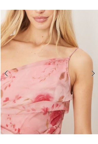 ASOS DESIGN one shoulder draped maxi dress in pink floral print