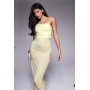 ASOS DESIGN one shoulder ruched mesh maxi dress in buttermilk