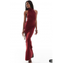 ASOS DESIGN mesh twist bust detail halter maxi dress with tie back neck in wine