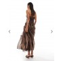ASOS DESIGN dropped waist cami midi dress in brown