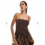 ASOS DESIGN dropped waist cami midi dress in brown