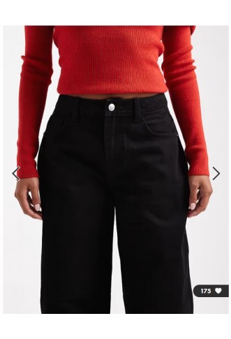 Miss Selfridge Petite barrel leg jean in black