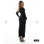 ASOS DESIGN off shoulder twist midi dress with long sleeves in black