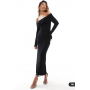 ASOS DESIGN off shoulder twist midi dress with long sleeves in black