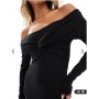 ASOS DESIGN off shoulder twist midi dress with long sleeves in black