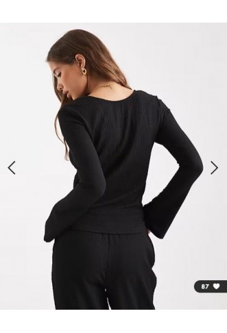 Vero Moda textured jersey bell sleeve top co-ord in black