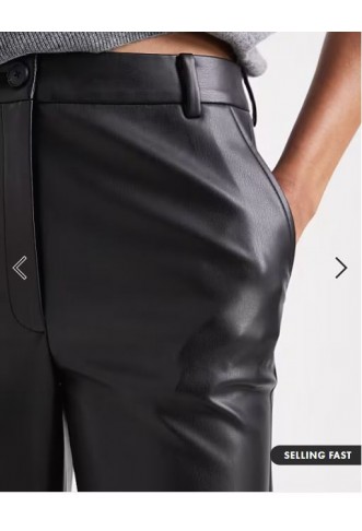 ASOS DESIGN Tall faux leather straight leg trousers in black